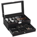 Men's Watch and Glasses Storage Box: Transparent Lid, Zoned Storage, Multi-slot Protection for Watches and Accessories