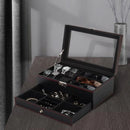 Men's Watch and Glasses Storage Box: Transparent Lid, Zoned Storage, Multi-slot Protection for Watches and Accessories