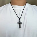 Titanium Steel Cross Necklace: Eternal Faith, Timeless Quality.  BLACK