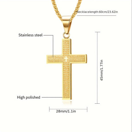 Titanium Steel Cross Necklace: Eternal Faith, Timeless Quality.golden