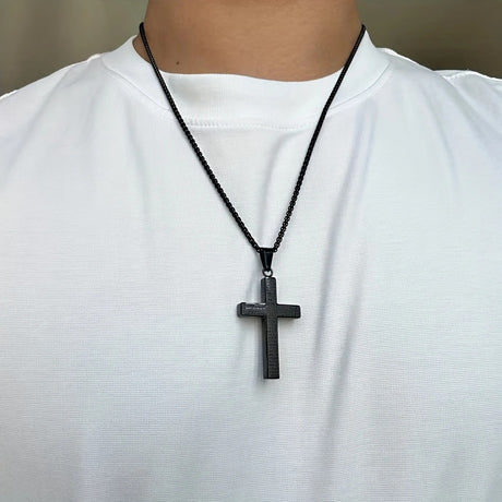 Titanium Steel Cross Necklace: Eternal Faith, Timeless Quality。Steel color