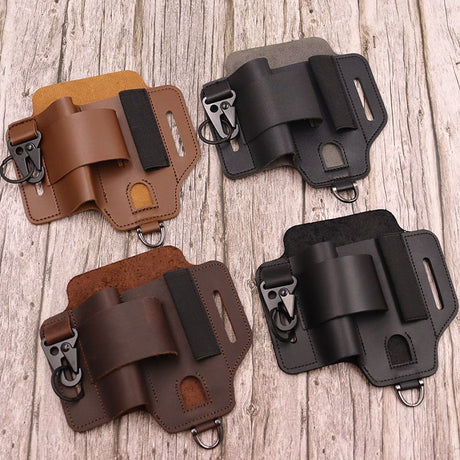 EDC Tactical Tool Holster – Multifunctional Outdoor Survival Utility Waist Pouch.(Leather brown without tools)
