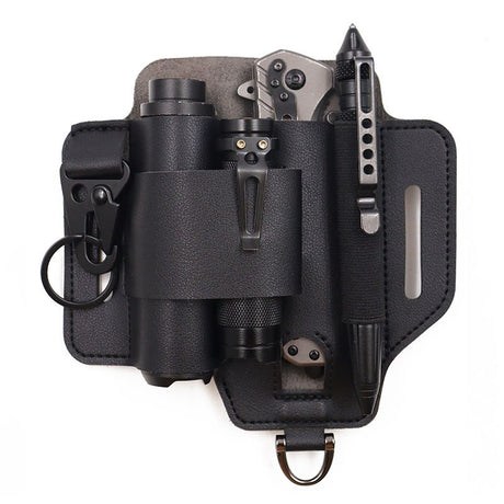 EDC Tactical Tool Holster – Multifunctional Outdoor Survival Utility Waist Pouch.(Leather brown without tools)