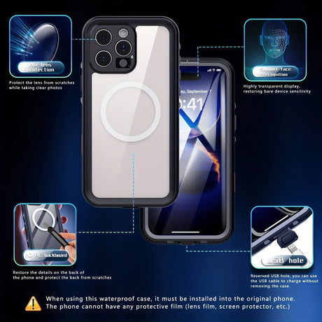 iPhone 16  Waterproof Phone Case IP68 Drop Protection Snow Dust Resistant with Lanyard for Swimming Skiing Off Road Adventures(blue)