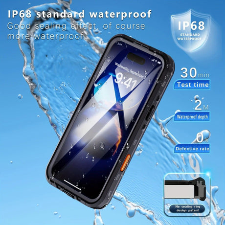 iPhone 16  Waterproof Phone Case IP68 Drop Protection Snow Dust Resistant with Lanyard for Swimming Skiing Off Road Adventures(blue)