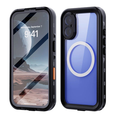 iPhone 16 Plus Waterproof Phone Case IP68 Drop Protection Snow Dust Resistant with Lanyard for Swimming Skiing Off Road Adventures(blue)