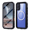 iPhone 16 Plus Waterproof Phone Case IP68 Drop Protection Snow Dust Resistant with Lanyard for Swimming Skiing Off Road Adventures(black)