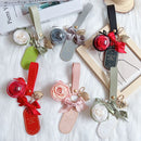 Valentine's Day Preserved Flower Leather Keychain: Romantic and Cute to Carry Around, Perfect for Gifting or Personal Use(BLACK)