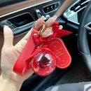 Valentine's Day Preserved Flower Leather Keychain: Romantic and Cute to Carry Around, Perfect for Gifting or Personal Use(GREEN)
