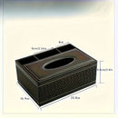 White gold Multi-Function Leather Tissue Box, Wooden Frame with Compartment Storage, Anti-Slip and Stable, Living Room and Office Desktop Organizer