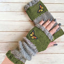 Fashion Color-Block Butterfly Embroidered Knit Gloves, Warm Fit 8.5×22cm, Practical Sweet Stylish Essential for Autumn/Winter Outfits(RED)