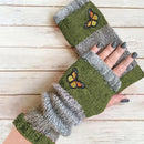 Fashion Color-Block Butterfly Embroidered Knit Gloves, Warm Fit 8.5×22cm, Practical Sweet Stylish Essential for Autumn/Winter Outfits(orange (colour))