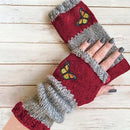 Fashion Color-Block Butterfly Embroidered Knit Gloves, Warm Fit 8.5×22cm, Practical Sweet Stylish Essential for Autumn/Winter Outfits(orange (colour))