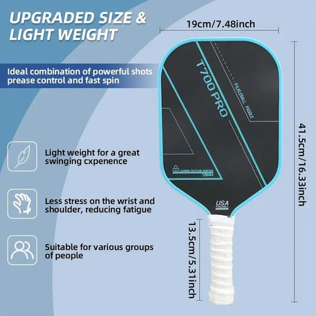 1PCS T700 PRO Carbon Fiber Pickleball Paddle: 8.0oz Lightweight Wide Body Control Paddle for Beginners & Seniors(RED)