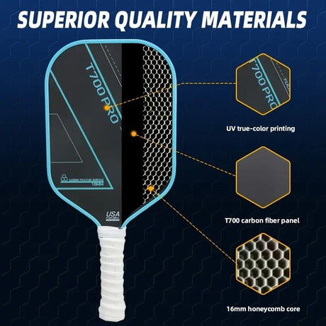 1PCS T700 PRO Carbon Fiber Pickleball Paddle: 8.0oz Lightweight Wide Body Control Paddle for Beginners & Seniors(YELLOW)