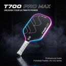 T700 Carbon Fiber Pickleball Paddle 16mm Core Lightweight Single Paddle with Polymer Honeycomb Core(BLACK+RED)