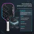 T700 Carbon Fiber Pickleball Paddle 16mm Core Lightweight Single Paddle with Polymer Honeycomb Core（bluish violet）