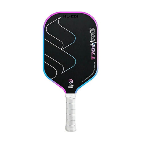 T700 Carbon Fiber Pickleball Paddle 16mm Core Lightweight Single Paddle with Polymer Honeycomb Core（Pink blue）