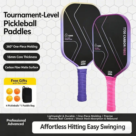T700 Carbon Fiber Pickleball Paddle Set (2 Pack): 8.0oz Lightweight Widebody Design, Ideal for Beginners & Seniors（RED)