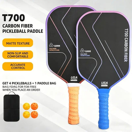 T700 Carbon Fiber Pickleball Paddle Set (2 Pack): 8.0oz Lightweight Widebody Design, Ideal for Beginners & Seniors（pink)