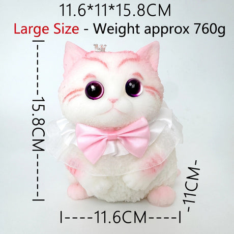 Fat Cat Squishy Toy, Lifelike Cat Plush Doll, Original Hand-Painted Design, (Kitten + Accessories + Cat Bed)/Pink orange fat baby