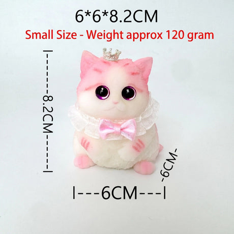 Fat Cat Squishy Toy, Lifelike Cat Plush Doll, Original Hand-Painted Design, (Kitten + Accessories + Cat Bed)/Pink princess with three flowers