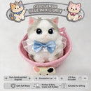 Fat Cat Squishy Toy, Lifelike Cat Plush Doll, Original Hand-Painted Design, (Kitten + Accessories + Cat Bed)/Princess purple beaver flower