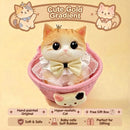 Fat Cat Squishy Toy, Lifelike Cat Plush Doll, Original Hand-Painted Design, (Kitten + Accessories + Cat Bed)/Princess purple beaver flower