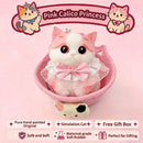 Fat Cat Squishy Toy, Lifelike Cat Plush Doll, Original Hand-Painted Design, (Kitten + Accessories + Cat Bed)/Princess purple beaver flower