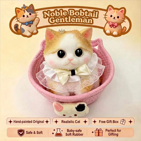 Fat Cat Squishy Toy, Lifelike Cat Plush Doll, Original Hand-Painted Design, (Kitten + Accessories + Cat Bed)/Fat orange cat