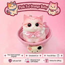 Fat Cat Squishy Toy, Lifelike Cat Plush Doll, Original Hand-Painted Design, (Kitten + Accessories + Cat Bed)/Lovely golden gradient