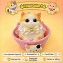 Fat Cat Squishy Toy, Lifelike Cat Plush Doll, Original Hand-Painted Design, (Kitten + Accessories + Cat Bed)/Lovely golden gradient