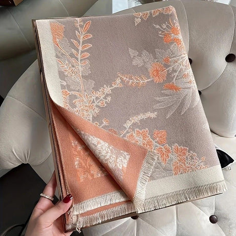 Bohemian-style Faux Cashmere Shawl Scarf, Soft, Warm, and Stylish for Autumn and Winter(PINK)