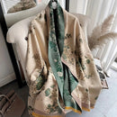 Bohemian-style Faux Cashmere Shawl Scarf, Soft, Warm, and Stylish for Autumn and Winter(NAVY BLUE))