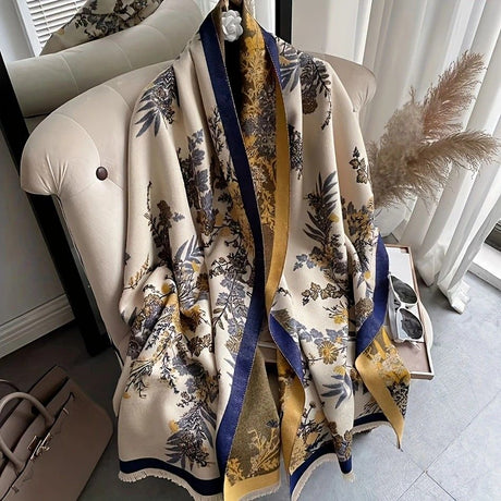 Bohemian-style Faux Cashmere Shawl Scarf, Soft, Warm, and Stylish for Autumn and Winter(ORANGE)