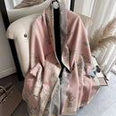 Bohemian-style Faux Cashmere Shawl Scarf, Soft, Warm, and Stylish for Autumn and Winter(GREEN)