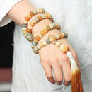 108 Bodhi Root Bracelet, 8mm Sutra-Worn Multi-Loop Long Beads, Zen Meditation Buddhist Prayer Beads