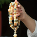 108 Bodhi Root Bracelet, 8mm Sutra-Worn Multi-Loop Long Beads, Zen Meditation Buddhist Prayer Beads