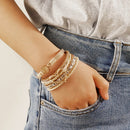 Bohemian Braided Leather Bracelet, Multi-layer Design with Metal and Crystal Accents, Rose Gold Square Clasp with Heart Crystal, Embodying Casual Romantic Exotic Charm.(khaki)