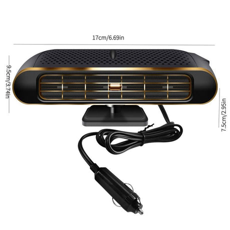 Winter Car Must-Have: 3-Second Heat, 360° Defrost, Safe Plug & Go Mini Heater（Black silver）