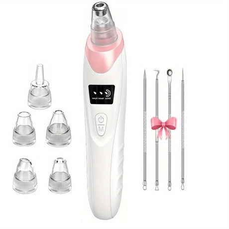 Blackhead Cleansing Device: 5 Nozzles for Full Face, 3 Suction Levels for Targeted Cleansing