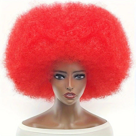 70s Fun Big Elastic Fluffy Afro Wig - High-quality Synthetic Short Curly Twisted Braid Wig for Cosplay and Daily Parties - Premium Fashion Wig（azure)
