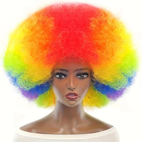70s Fun Big Elastic Fluffy Afro Wig - High-quality Synthetic Short Curly Twisted Braid Wig for Cosplay and Daily Parties - Premium Fashion Wig（azure)