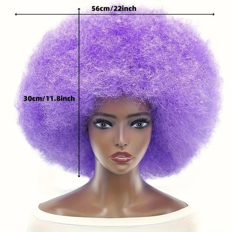 70s Fun Big Elastic Fluffy Afro Wig - High-quality Synthetic Short Curly Twisted Braid Wig for Cosplay and Daily Parties - Premium Fashion Wig（azure)