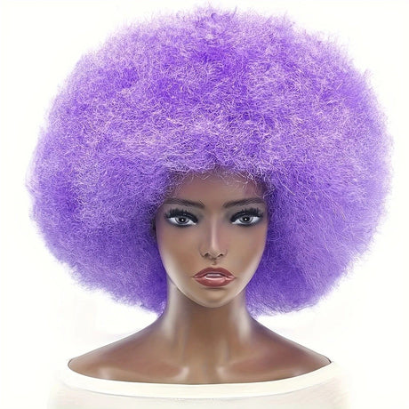 70s Fun Big Elastic Fluffy Afro Wig - High-quality Synthetic Short Curly Twisted Braid Wig for Cosplay and Daily Parties - Premium Fashion Wig（multicoloured)