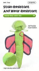 Bouncy Flying Bug (Captain Dragonfly) Pet Interactive Toy: Launch and Sound Effects with 360° Rotation, Bite-Resistant Oxford Fabric for Fun Between Pets and Owners