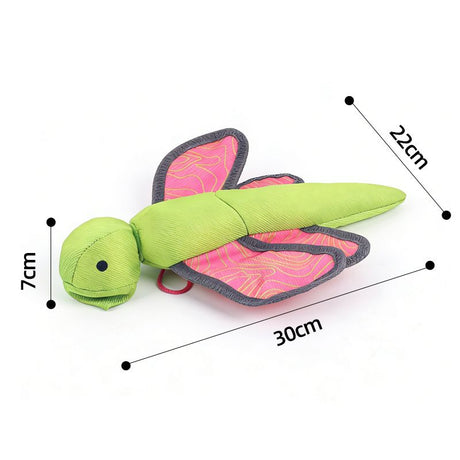 Bouncy Flying Bug (Captain Dragonfly) Pet Interactive Toy: Launch and Sound Effects with 360° Rotation, Bite-Resistant Oxford Fabric for Fun Between Pets and Owners