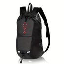 15L Backpack with USB Charging & Smart LED Turn Signals, Waterproof Cycling Commuter Daypack, Lightweight Nylon, Safety Reflective(black)