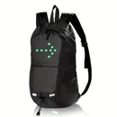 15L Backpack with USB Charging & Smart LED Turn Signals, Waterproof Cycling Commuter Daypack, Lightweight Nylon, Safety Reflective(Yellow gray)