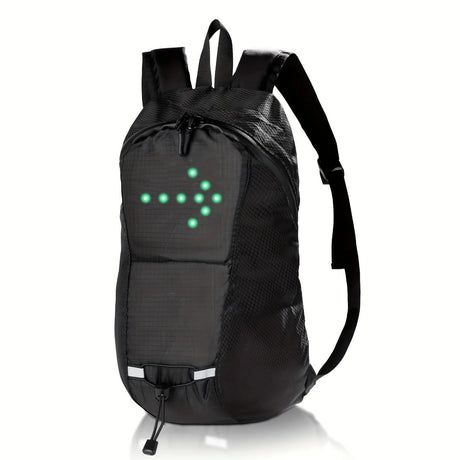 15L Backpack with USB Charging & Smart LED Turn Signals, Waterproof Cycling Commuter Daypack, Lightweight Nylon, Safety Reflective(Yellow gray)
